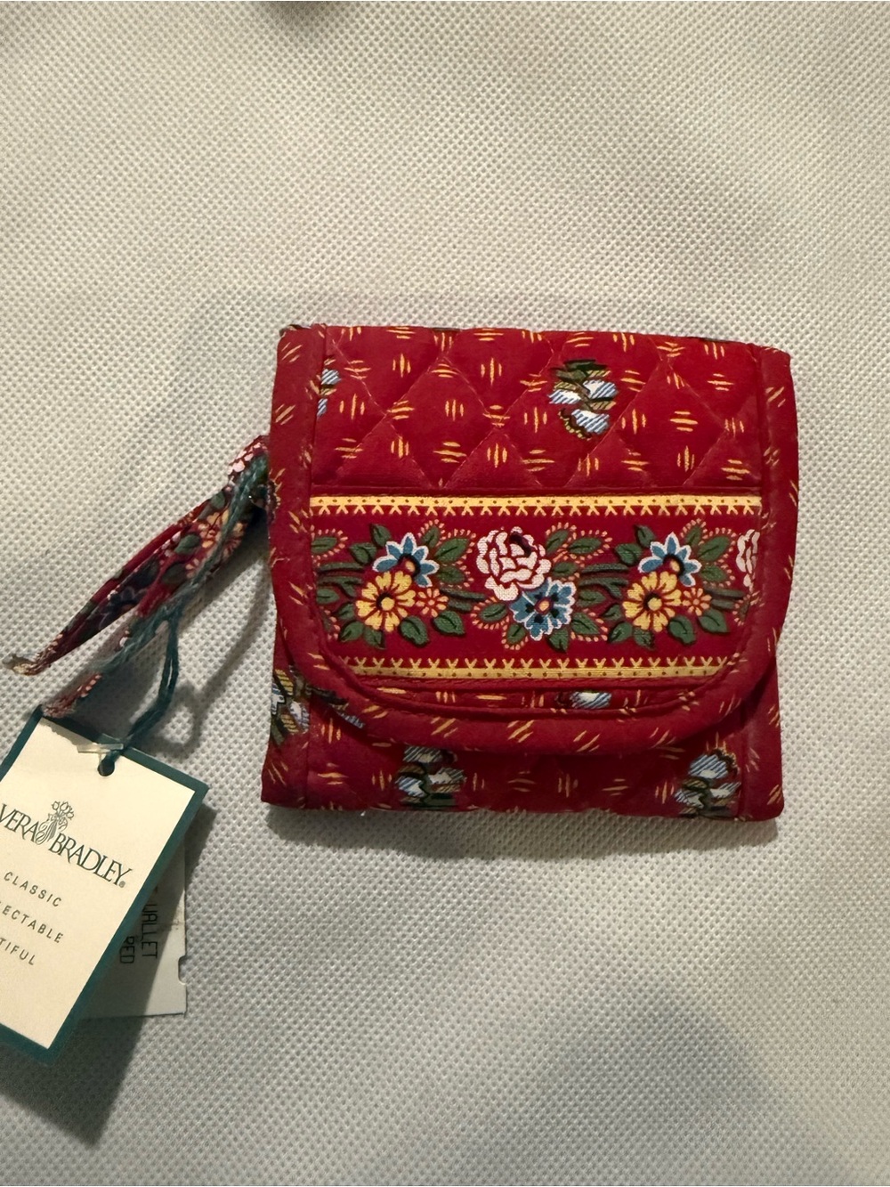 Vera Bradley Red Quilted Floral Compact Wallet